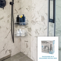 Set 2 rafturi de colt pentru baie din otel inoxidabil, 2 marimi, argintiu, Vivo, 86775